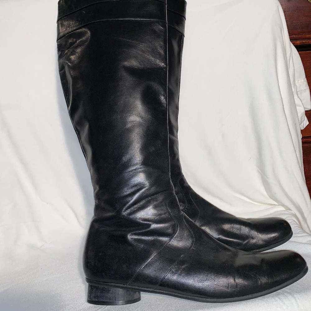 Vintage Coclico Black leather zippered tall boots
